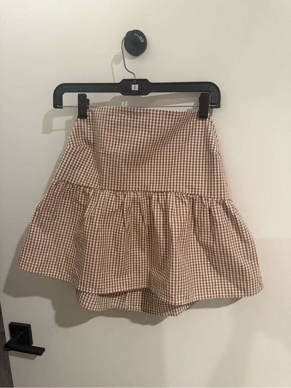 Brown Gingham Tiered Women’s Sleevless Blouse